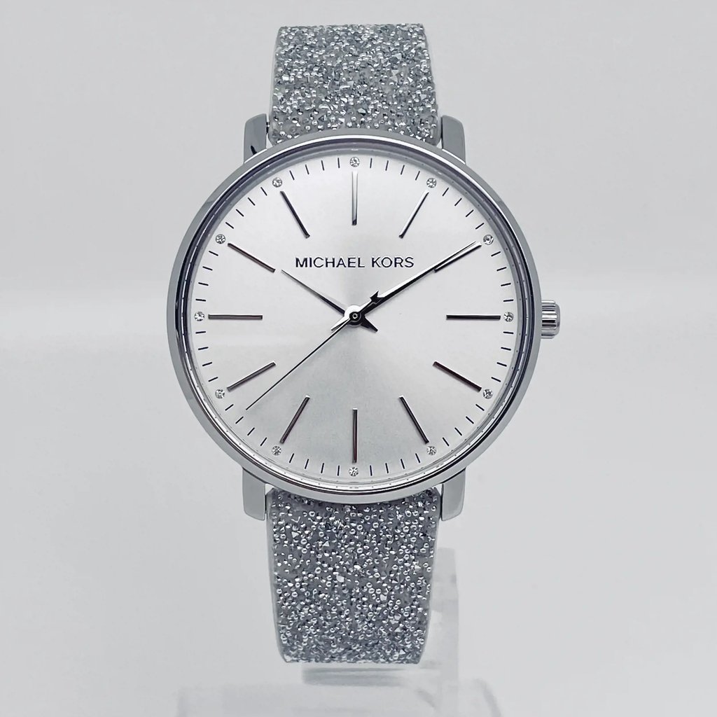 Front Full View Of Michael Kors MK2877 Stainless Steel Watch Unworn Condition {Product Condition}