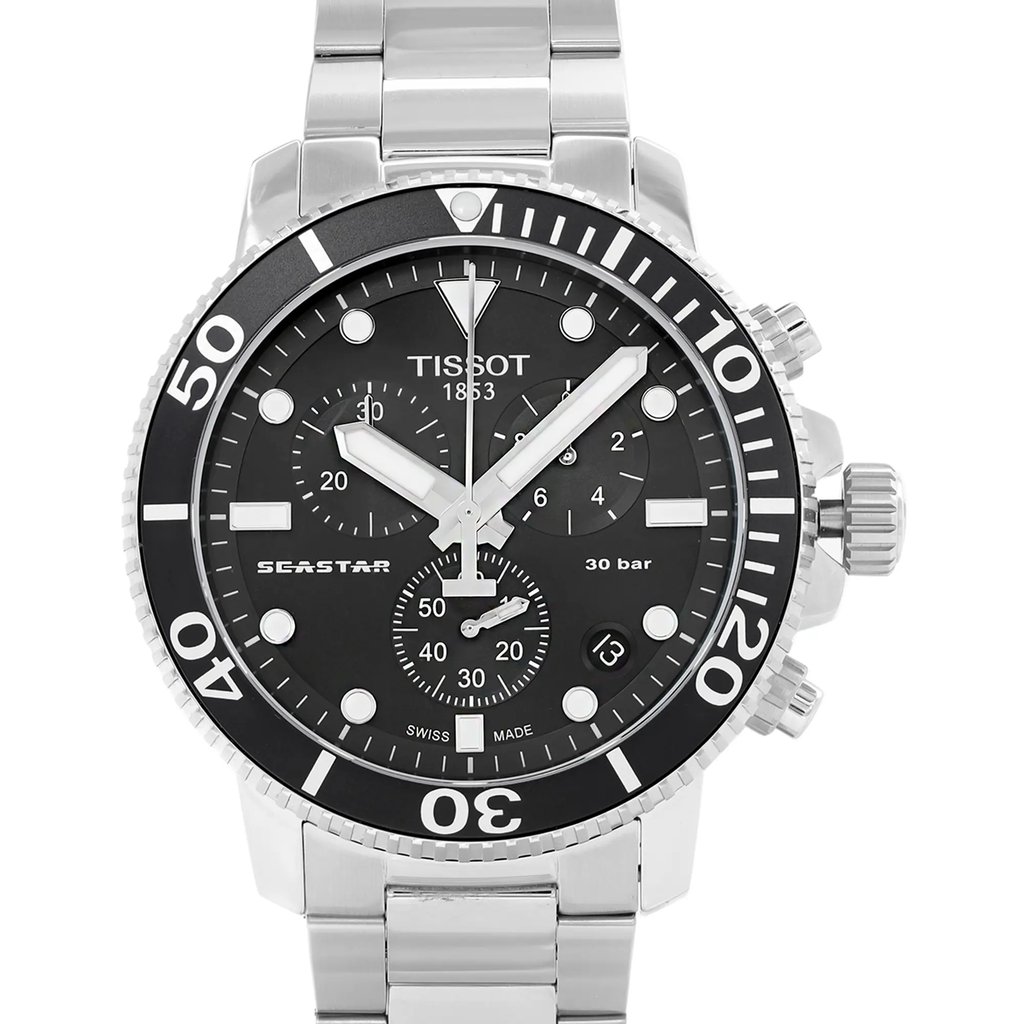 Up Close Front Facing Picture Of Tissot T120.417.11.051.00 Stainless Steel Watch New With Defects Condition