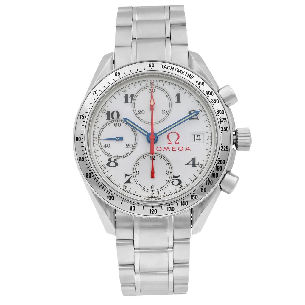 Front Full View Of OMEGA 3515.20.00 Stainless Steel Watch Pre Owned Condition {Product Condition}