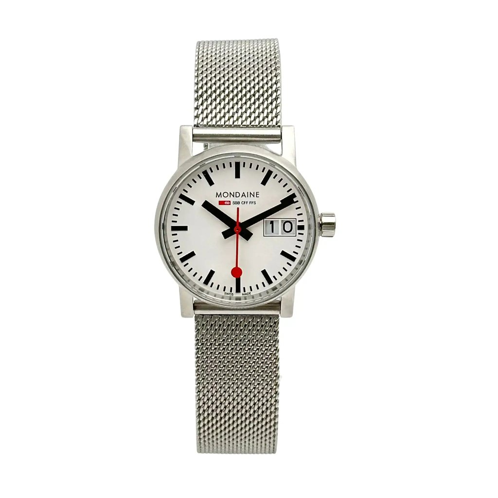 Front Full View Of Mondaine MSE.30210.SM Stainless Steel Watch Display Model Condition {Product Condition}