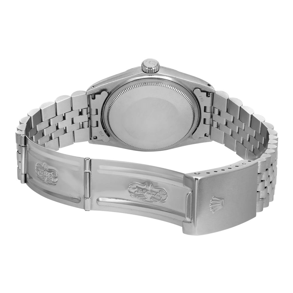 Back View Of Screwback Back Case And Open Stainless Steel Band Of Rolex 1601 Watch Pre Owned Condition