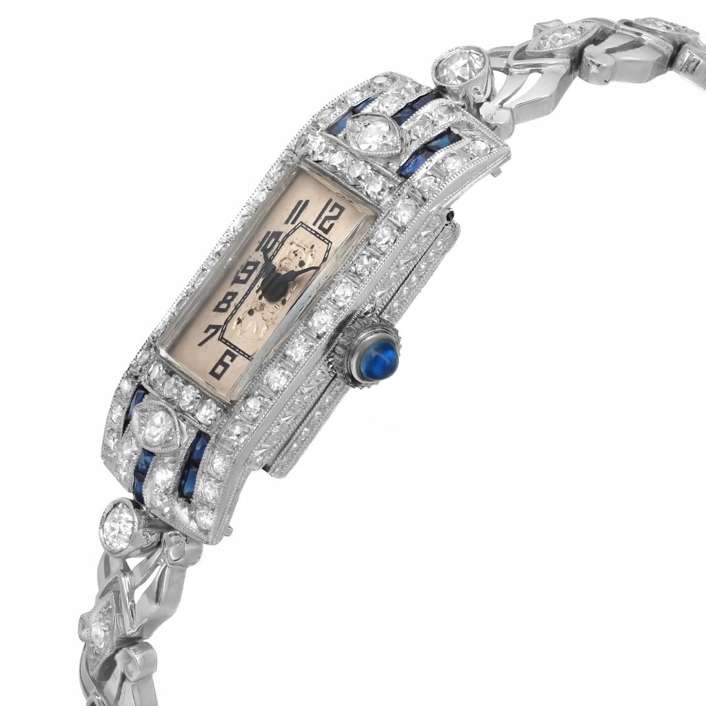 View Of Crown Facing Side Of Unbranded NA Platinum Watch Pre Owned Condition