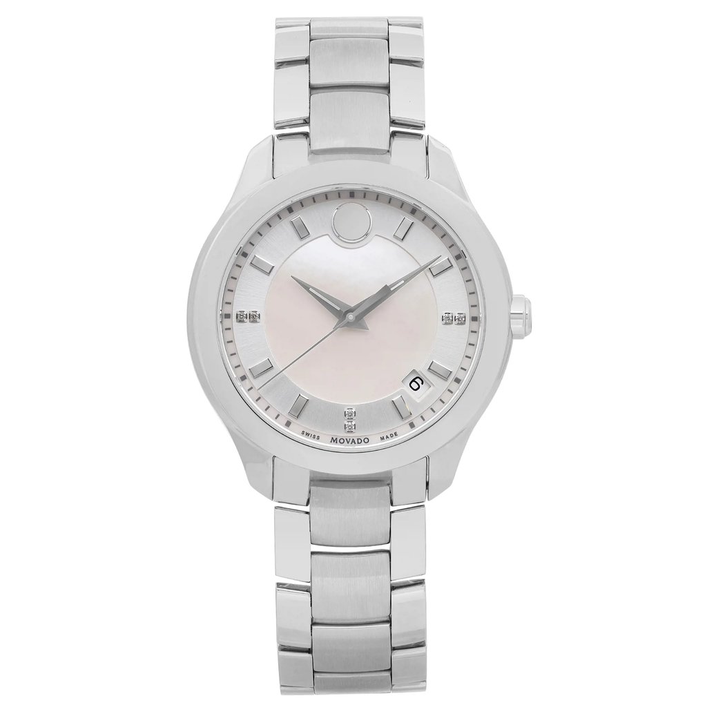 Front Full View Of Movado 0606978 Stainless Steel Watch Display Model Condition Excellent