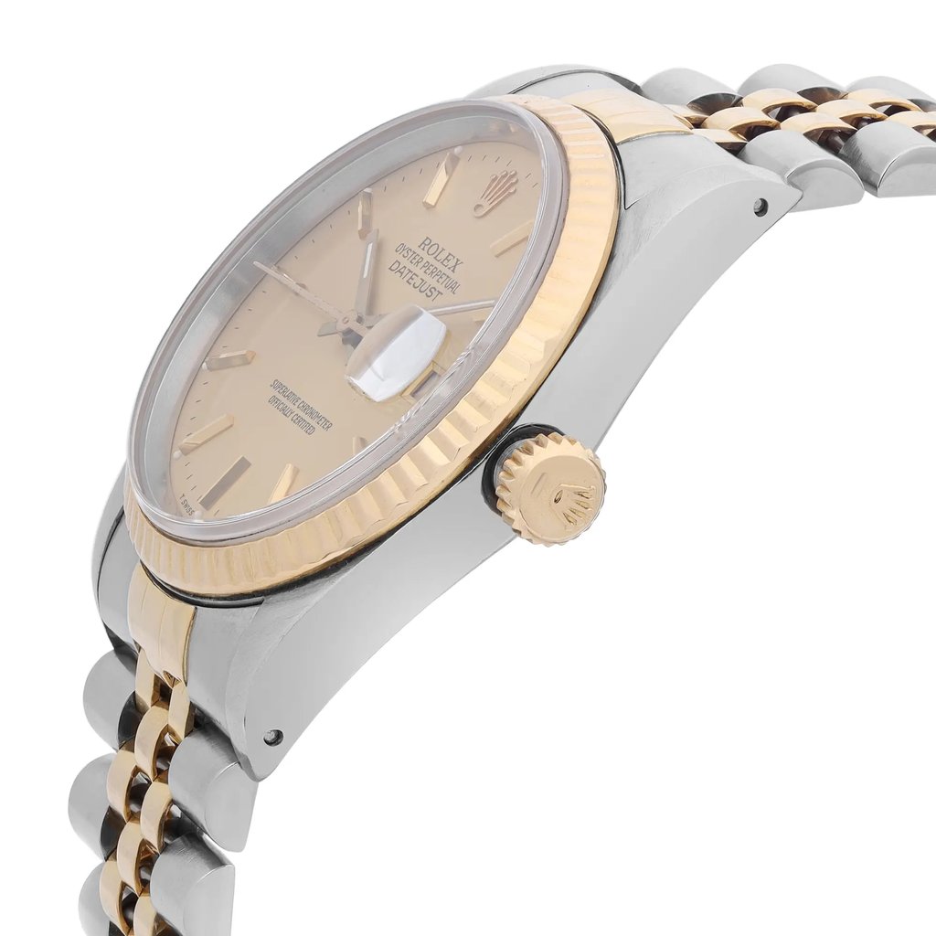 View Of Crown Facing Side Of Rolex 16233 Stainless Steel Watch Pre Owned Condition