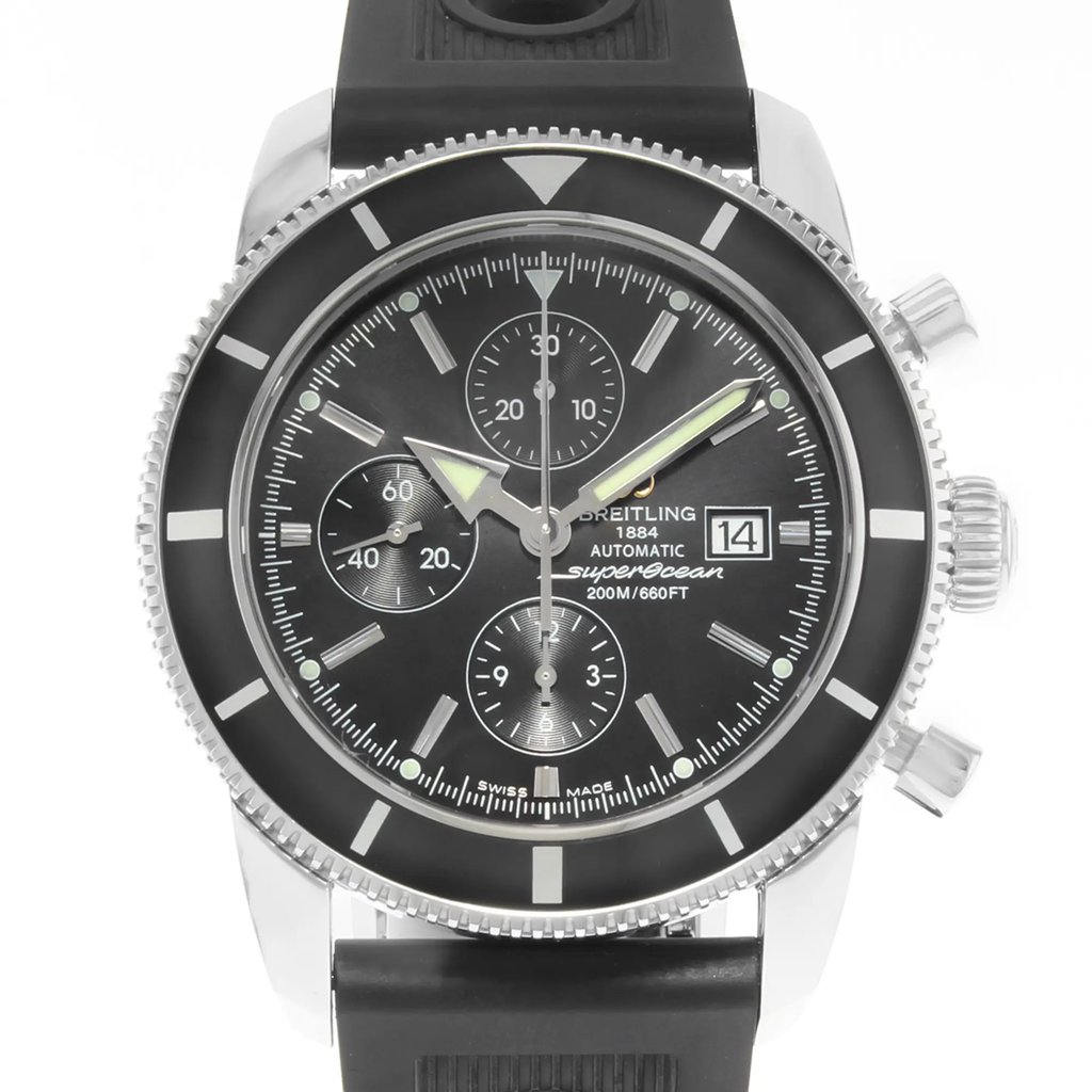 Up Close Front Facing Picture Of Breitling A1332024/B908-201S Stainless Steel Watch Display Model Condition