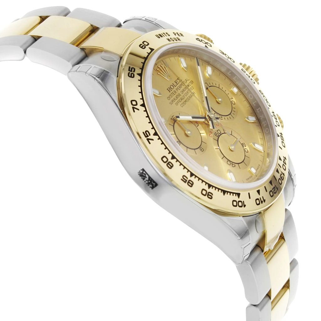 View Of Opposite Crown Facing Side Of Rolex 116503 Stainless Steel Watch Display Model Condition