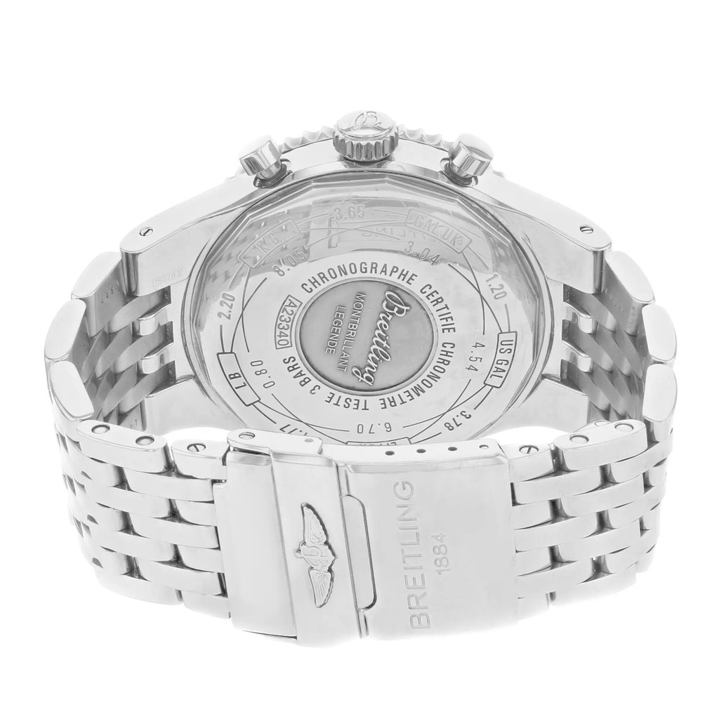 Back View Of {Caseback} Back Case And Closed Stainless Steel Band Of Breitling A2334021/Q548-445A Watch Pre Owned Condition