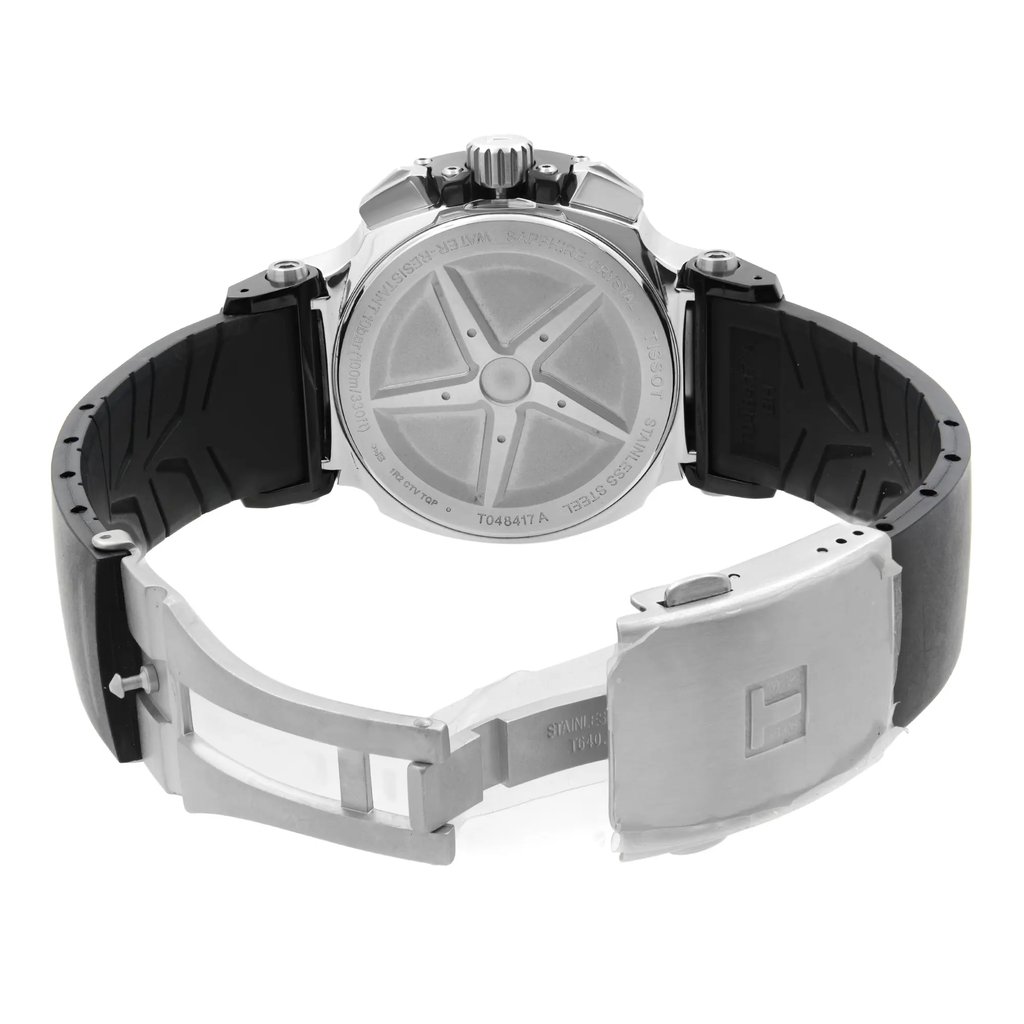 Back View Of Solid Back Case And Open Rubber,Silicone Band Of Tissot T048.417.27.057.00 Watch Display Model Condition