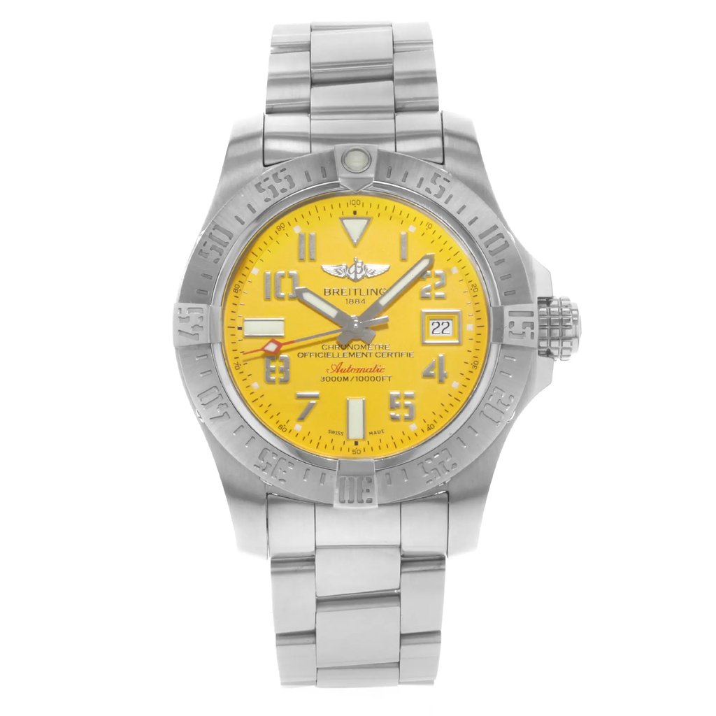 Front Full View Of Breitling A1733110/I519-169A Stainless Steel Watch Pre Owned Condition {Product Condition}