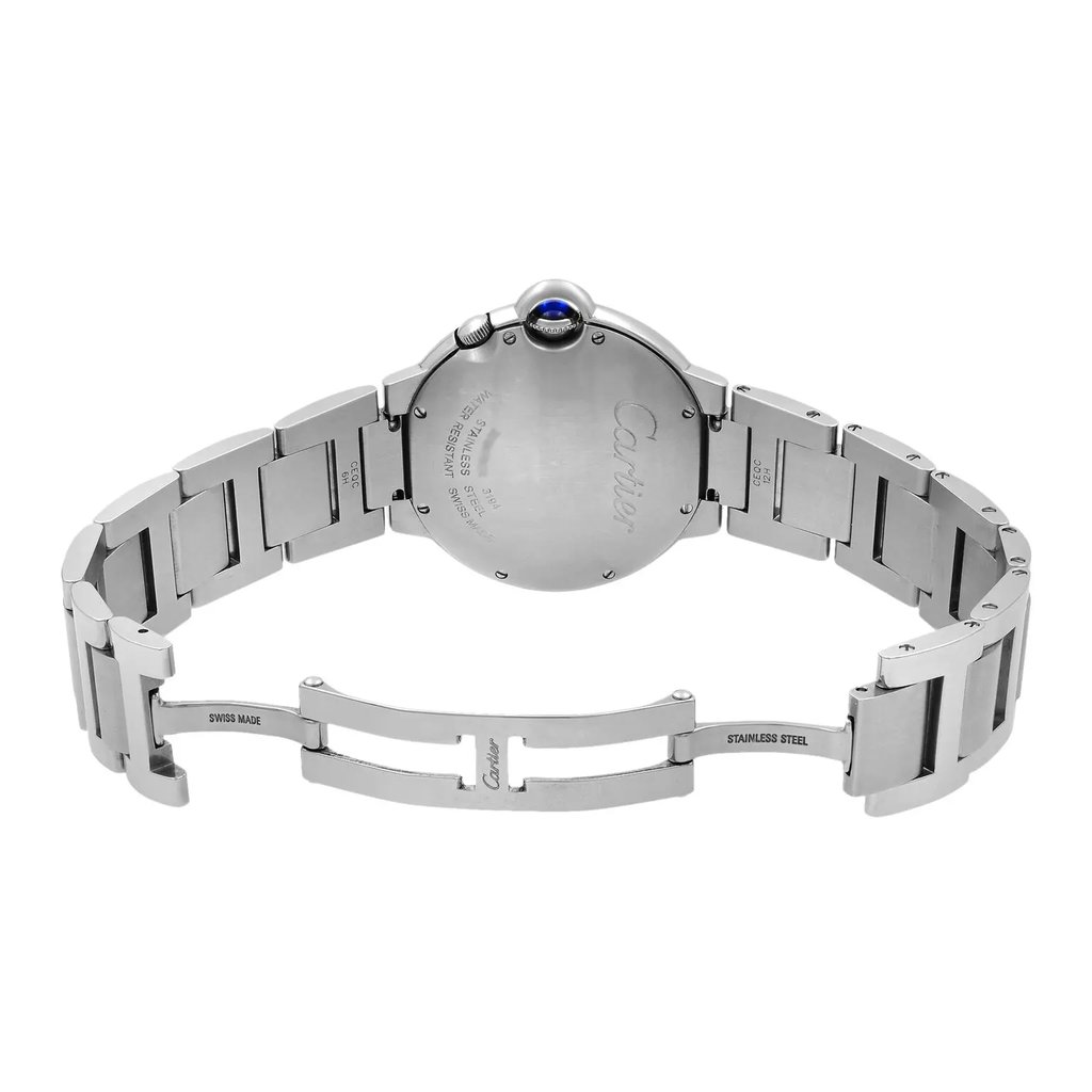 Back View Of {Caseback} Back Case And Open Stainless Steel Band Of Cartier W6920011 Watch Pre Owned Condition