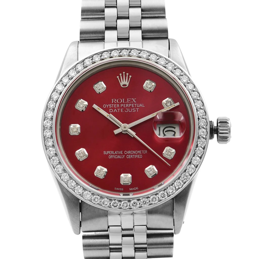 Up Close Front Facing Picture Of Rolex 16014 Stainless Steel Watch Pre Owned Condition