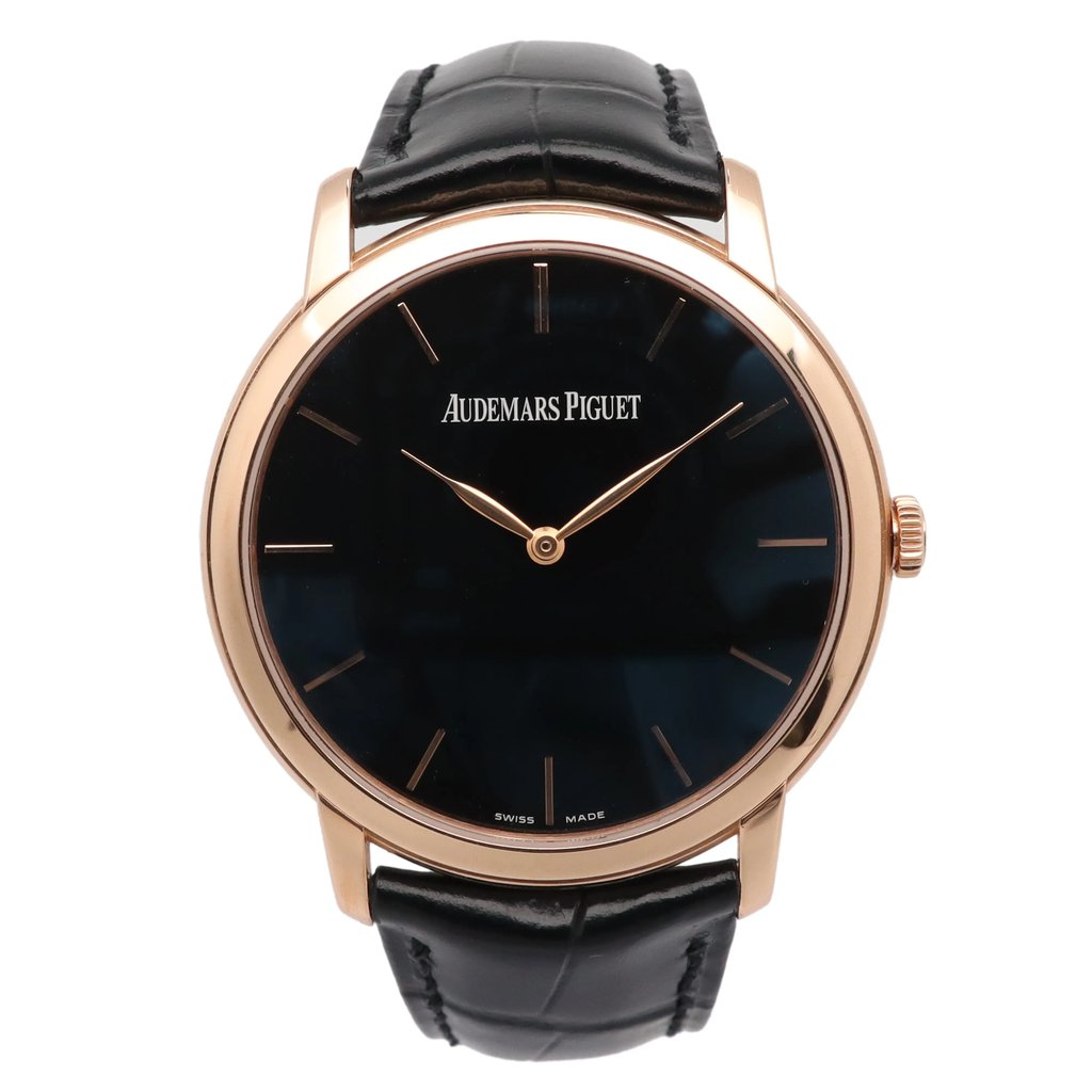 Up Close Front Facing Picture Of Audemars Piguet 15180OR.A088CR.01 Rose Gold Watch Pre Owned Condition