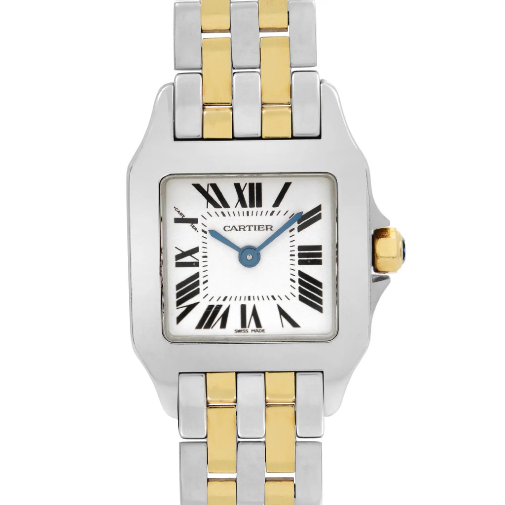 Up Close Front Facing Picture Of Cartier W25066Z6 Stainless Steel Watch Pre Owned Condition