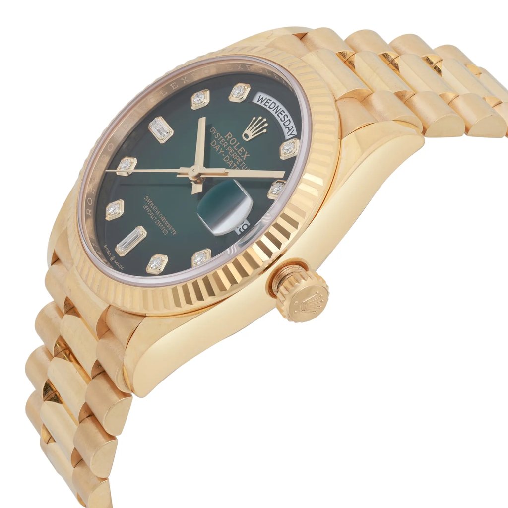 View Of Crown Facing Side Of Rolex 128238 Yellow Gold Watch Pre Owned Condition