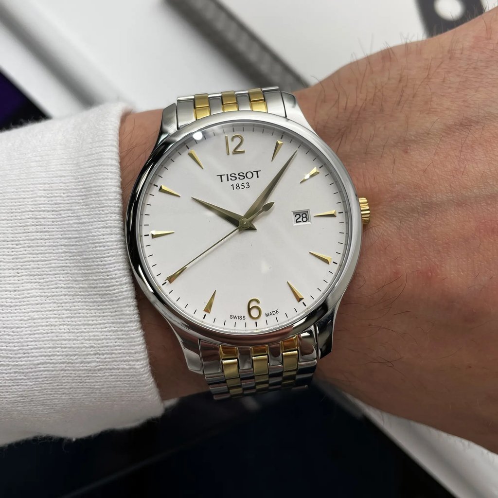 Front Full View Of Tissot T063.610.22.037.00 Stainless Steel Watch Display Model Condition {Product Condition}