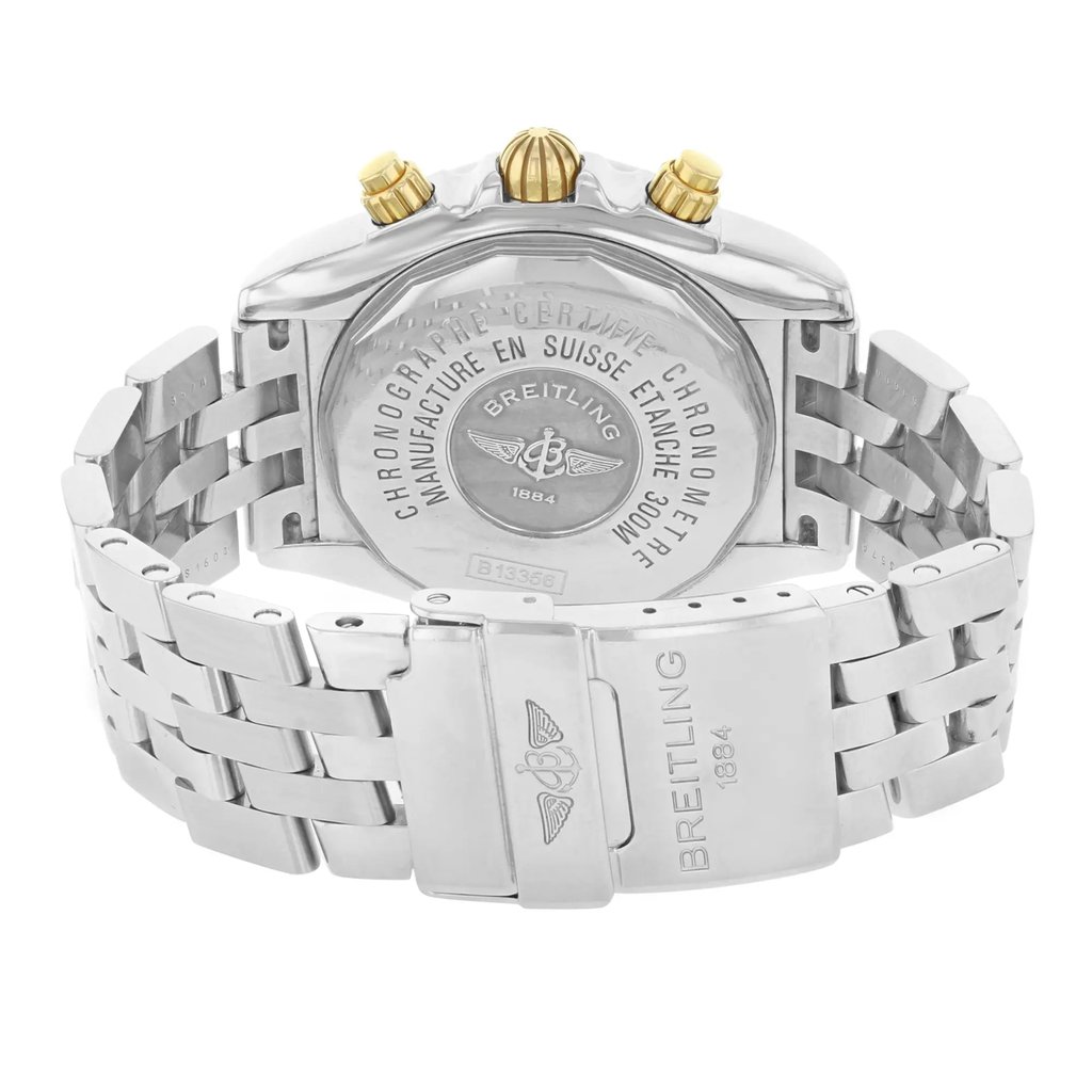Back View Of {Caseback} Back Case And Closed Stainless Steel Band Of Breitling B13356 Watch Pre Owned Condition
