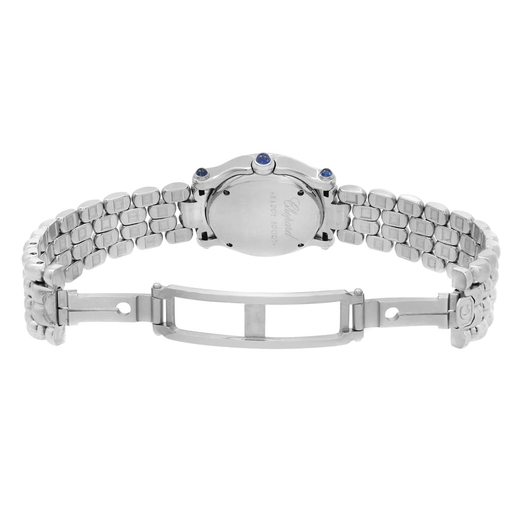 Back View Of Screwback Back Case And Open Stainless Steel Band Of Chopard 27/8275 23/11 Watch Pre Owned Condition
