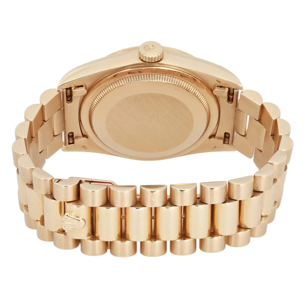 Back View Of Solid Back Case And Closed Gold Band Of Rolex 18238 Watch Pre Owned Condition