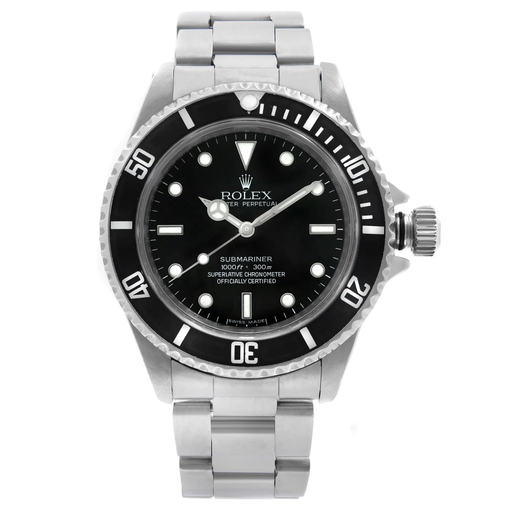 Front Full View Of Rolex 14060M Stainless Steel Watch Pre Owned Condition {Product Condition}