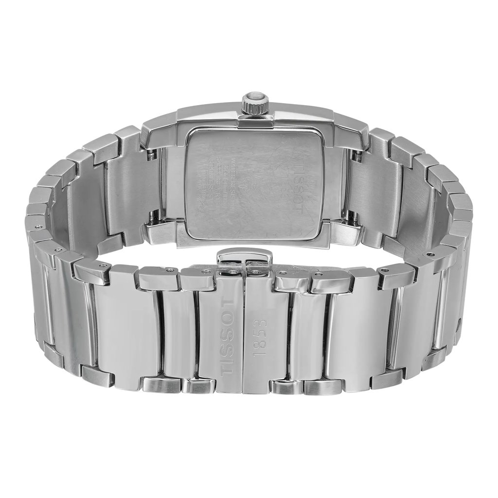 Back View Of Snap Back Case And Closed Stainless Steel Band Of Tissot T073.310.11.057.00 Watch Display Model Condition