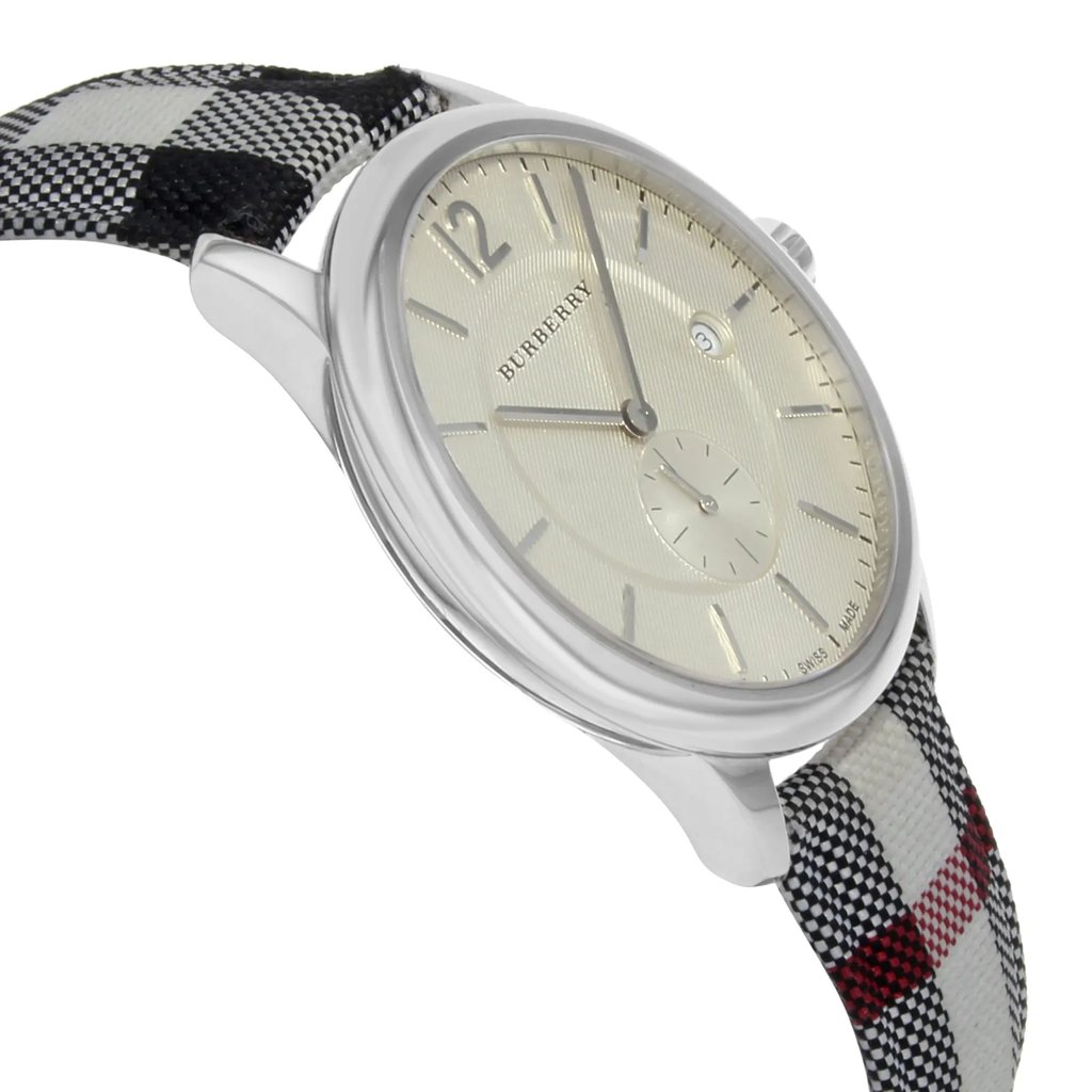 View Of Opposite Crown Facing Side Of Burberry BU10002 Stainless Steel Watch Pre Owned Condition