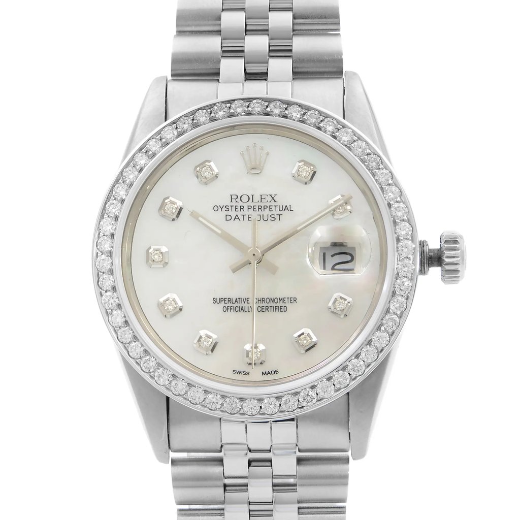 Up Close Front Facing Picture Of Rolex 16014 Stainless Steel Watch Pre Owned Condition