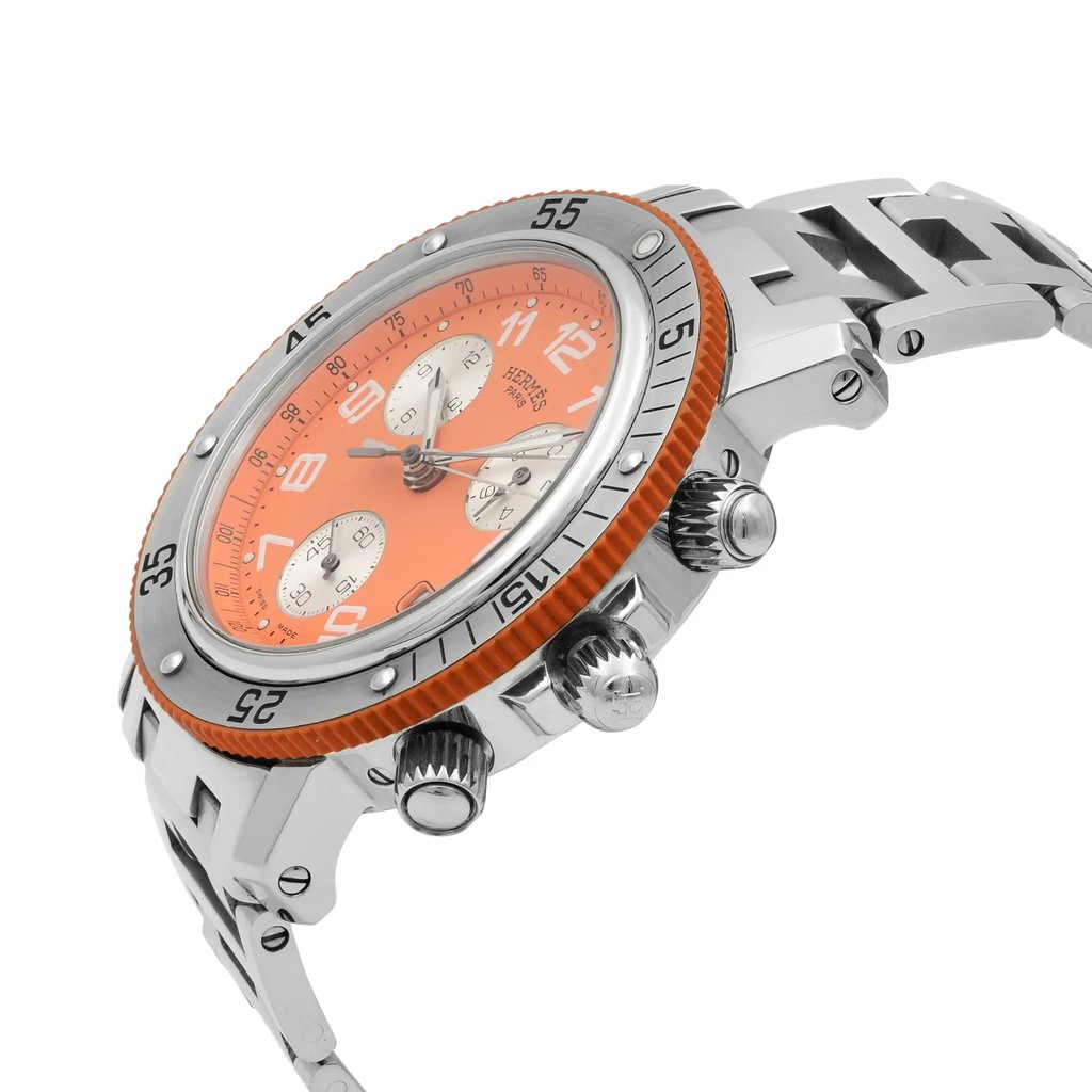 View Of Crown Facing Side Of Hermes CL2.916 Stainless Steel Watch Pre Owned Condition