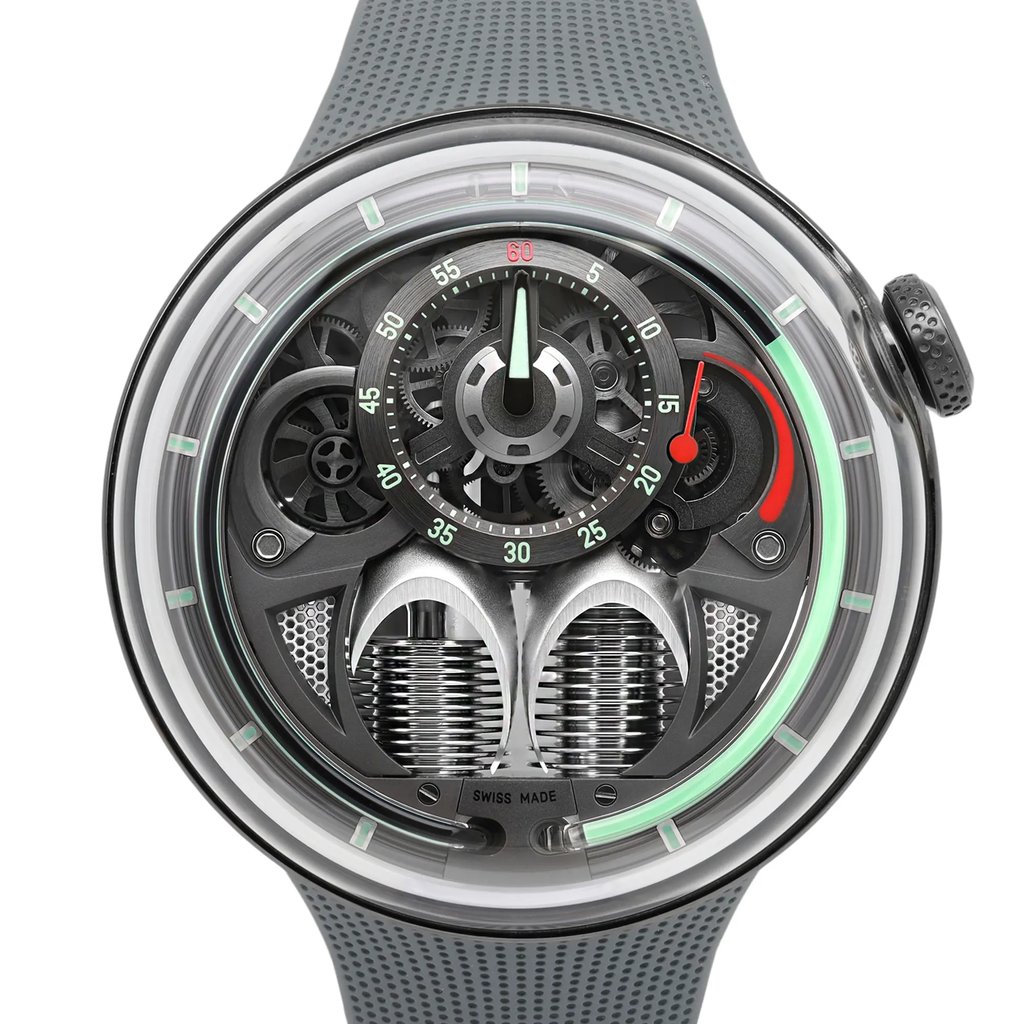 Up Close Front Facing Picture Of HYT 49907 Stainless Steel Watch Unworn Condition