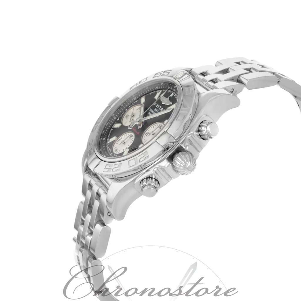 View Of Crown Facing Side Of Breitling AB014012/BA52-378A Stainless Steel Watch Display Model Condition