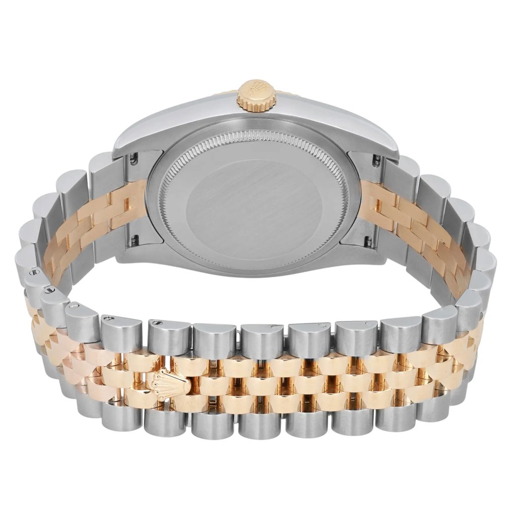 Back View Of Solid Back Case And Closed Stainless Steel,Yellow Gold Band Of Rolex 116233 Watch Pre Owned Condition