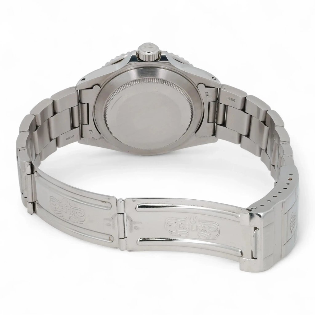 Back View Of Screwback Back Case And Open Stainless Steel Band Of Rolex 16800 Watch Pre Owned Condition