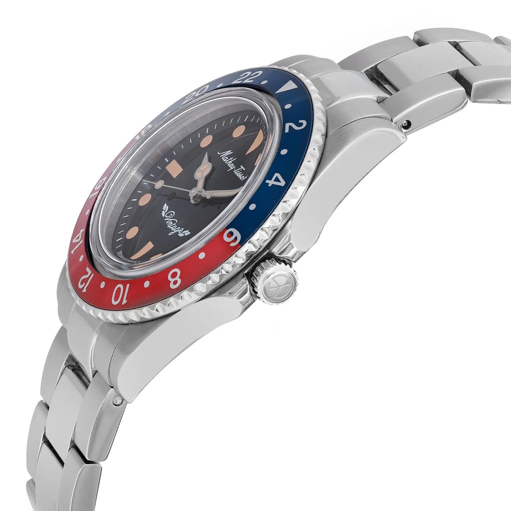 View Of Crown Facing Side Of Mathey-Tissot H900AR Stainless Steel Watch Pre Owned Condition