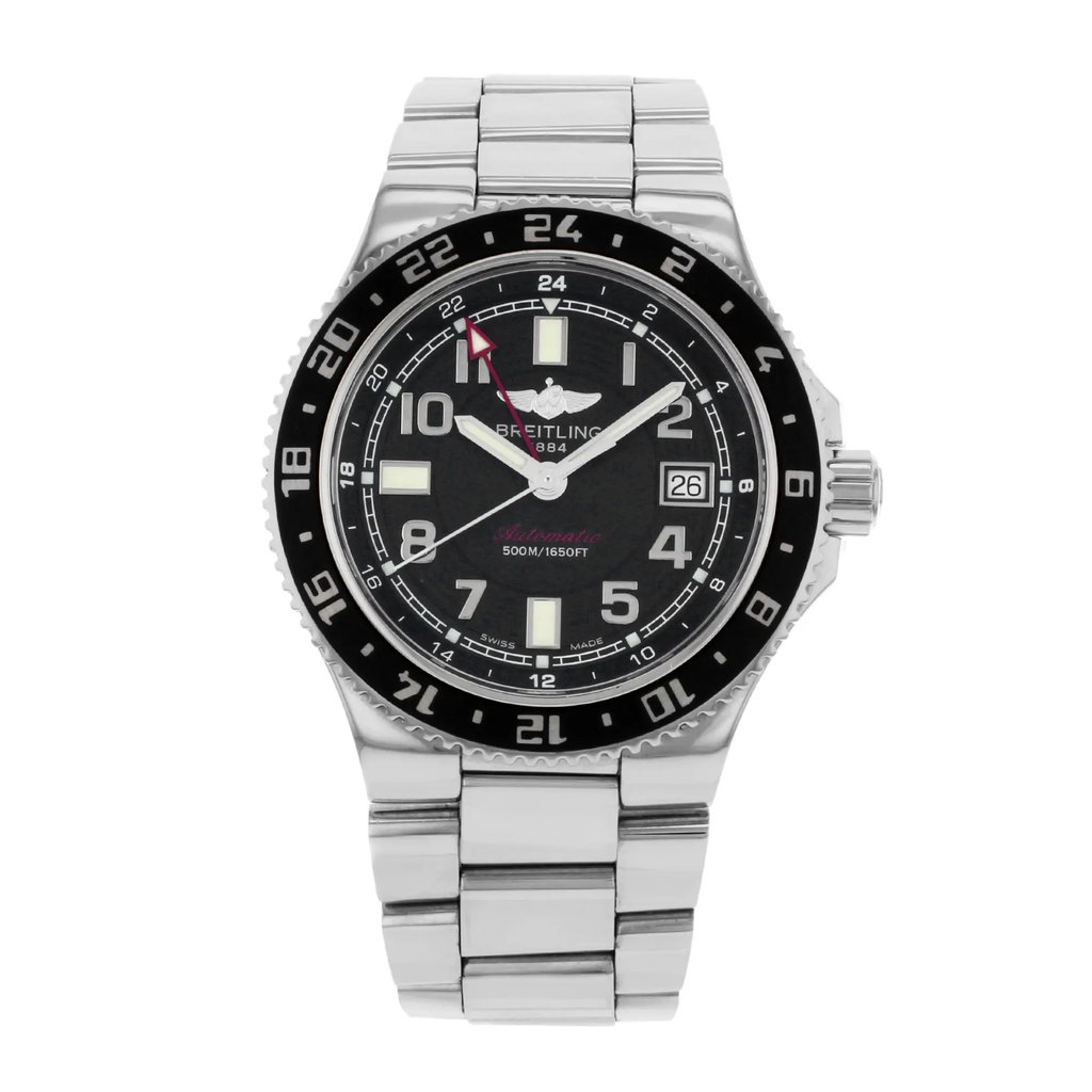 Front Full View Of Breitling A3238011/BA38-148A Stainless Steel Watch Pre Owned Condition {Product Condition}