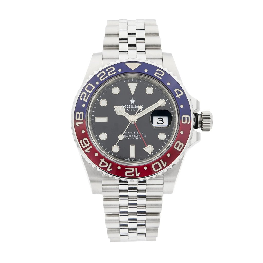 Front Full View Of Rolex 126710BLRO Stainless Steel Watch Pre Owned Condition {Product Condition}