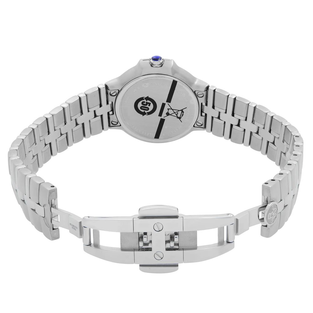 Back View Of Solid Back Case And Open Stainless Steel Band Of RAYMOND WEIL 5180-ST-00300 Watch Unworn Condition