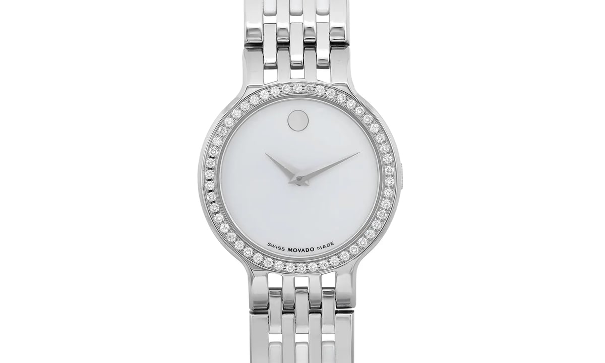 Movado Esperanza Diamond Bezel Women\'s Watch Steel Bracelet Swiss Retails ~$2k Vintage Movado Esperanza 28 Mm Stainless Steel Women main image 4