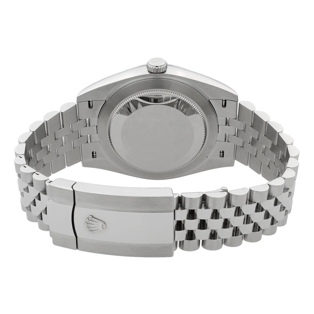 Back View Of {Caseback} Back Case And Closed Stainless Steel Band Of Rolex 126300 sij Watch Pre Owned Condition
