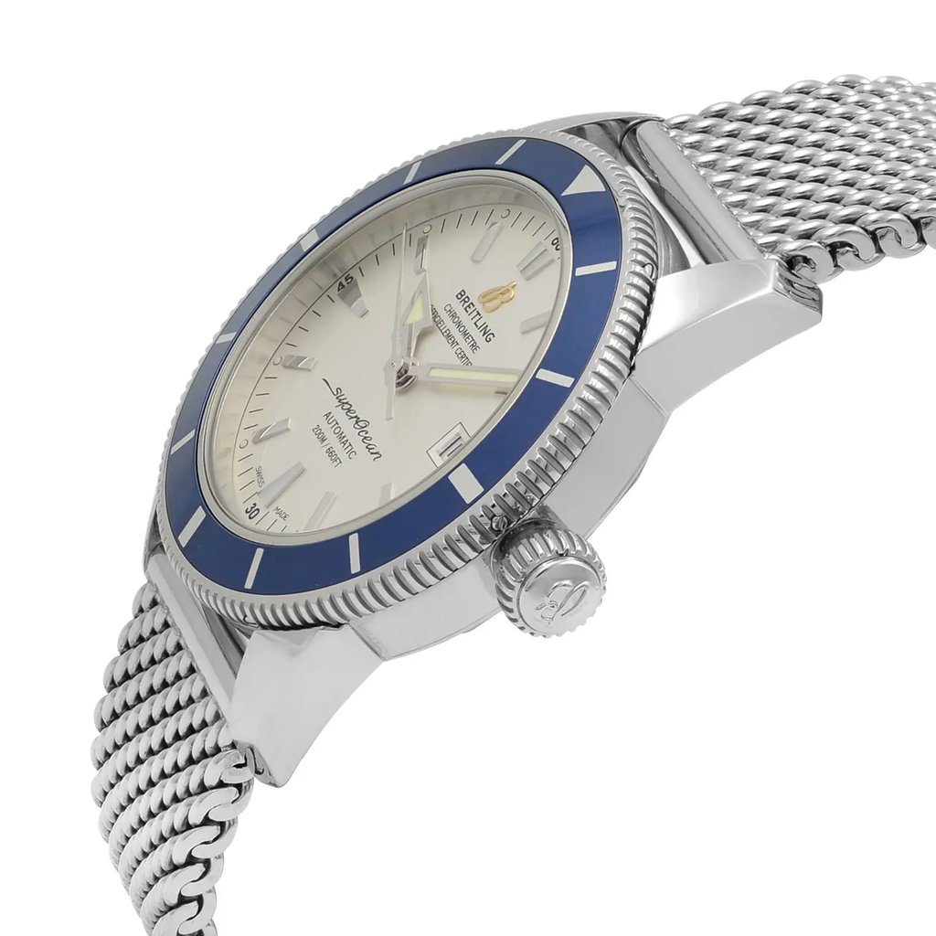 View Of Crown Facing Side Of Breitling A1732116/G717-154A Stainless Steel Watch Display Model Condition