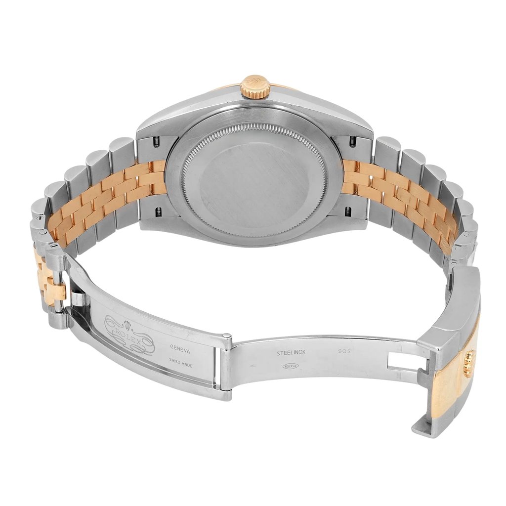 Back View Of Solid Back Case And Open Stainless Steel,Yellow Gold Band Of Rolex 126333 Watch Pre Owned Condition