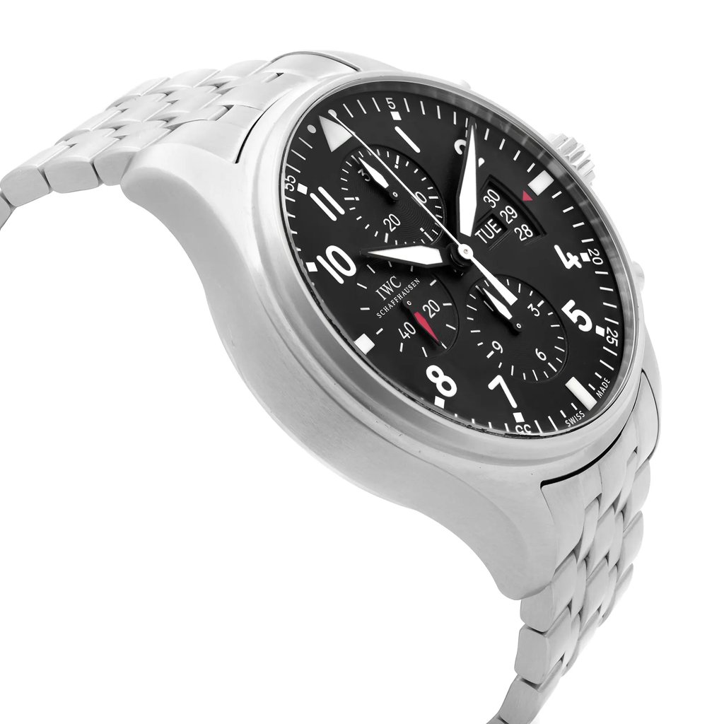 View Of Opposite Crown Facing Side Of IWC IW377704 Stainless Steel Watch Pre Owned Condition