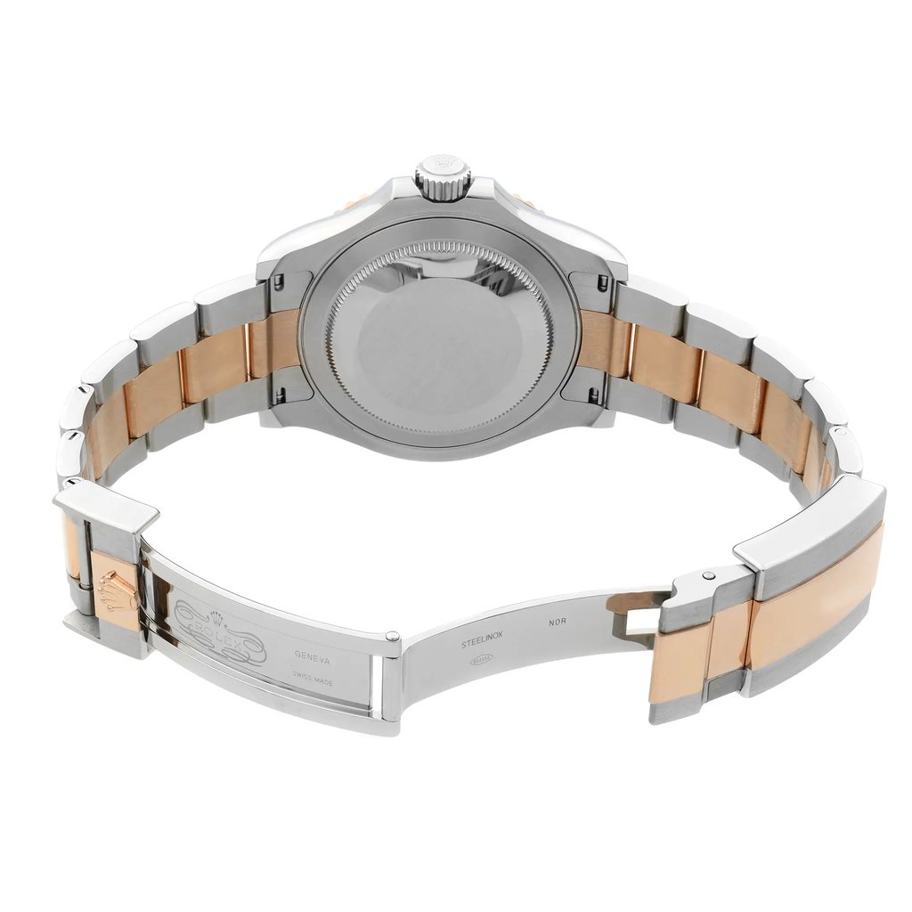 Back View Of {Caseback} Back Case And Open Stainless and Solid Gold Band Of Rolex 116621 Watch Pre Owned Condition
