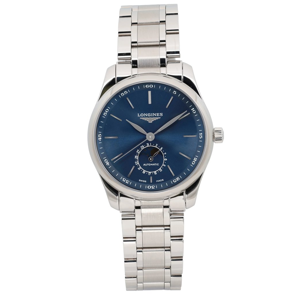 Front Full View Of Longines L2.909.4.92.6 Stainless Steel Watch New Condition Excellent