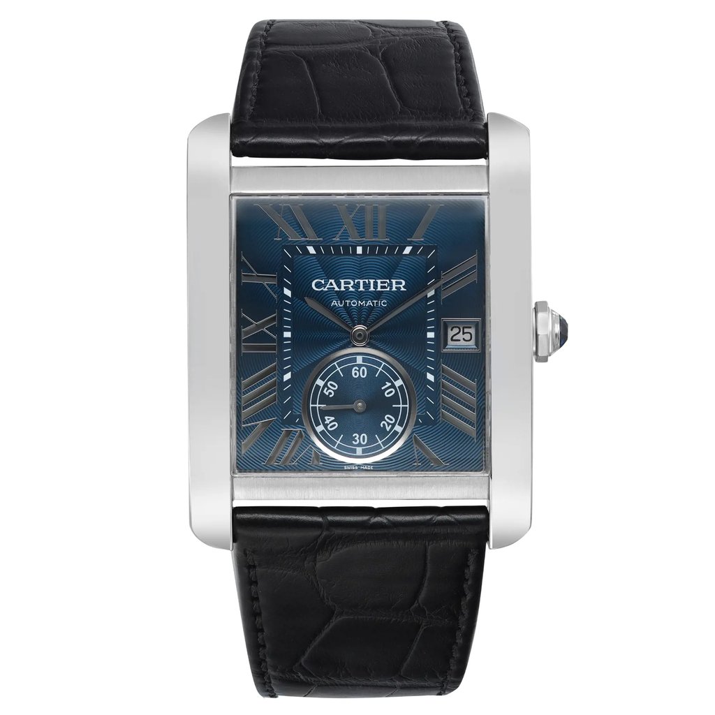 Front Full View Of Cartier WSTA0010 Stainless Steel Watch Pre Owned Condition Excellent
