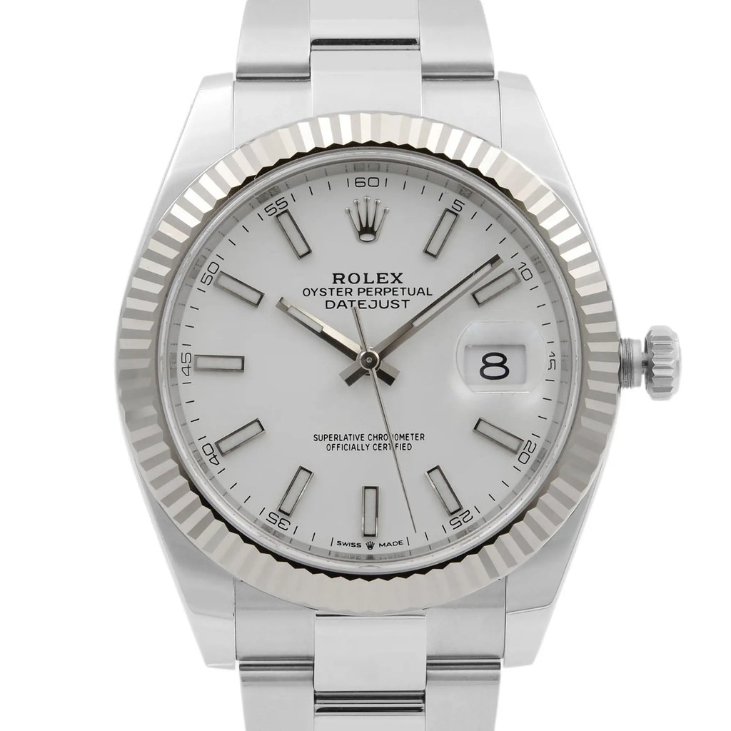 Up Close Front Facing Picture Of Rolex 126334 Stainless Steel Watch New Condition