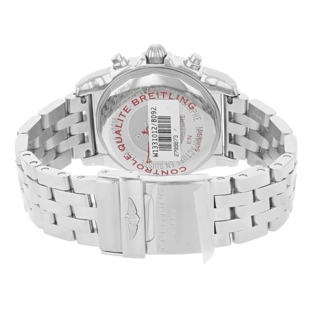 Back View Of {Caseback} Back Case And Closed Stainless Steel Band Of Breitling W1331012/BD92-385A Watch Display Model Condition