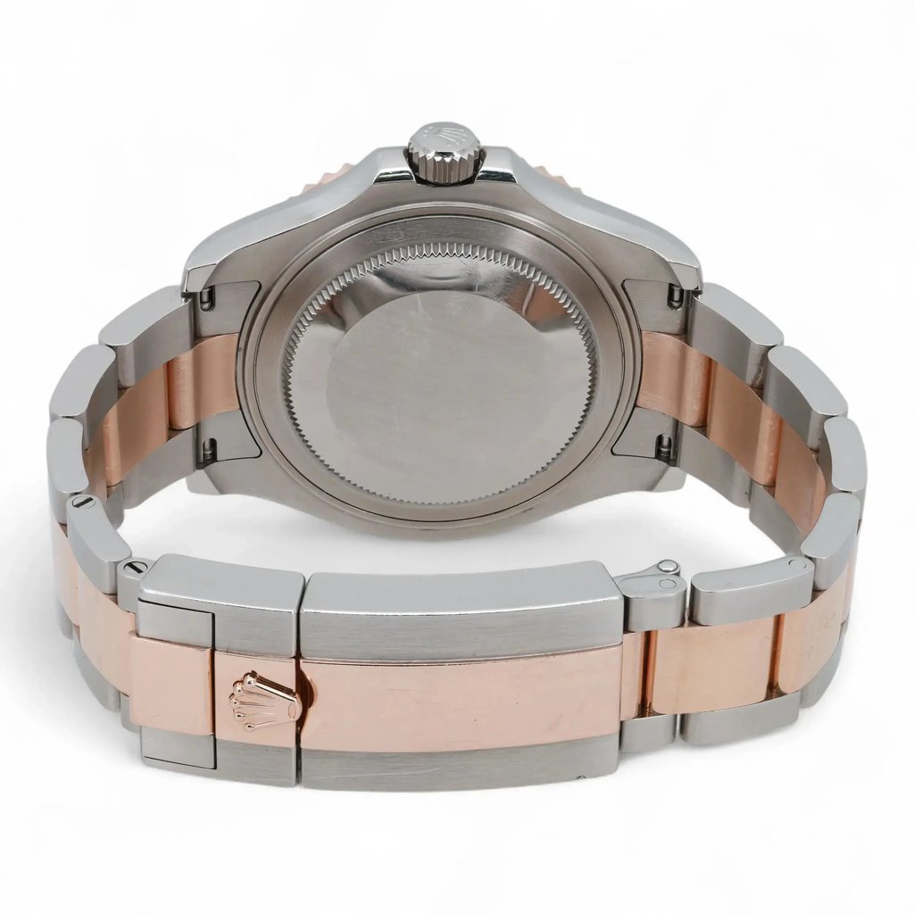 Back View Of Solid Back Case And Closed Stainless Steel,Rose Gold Band Of Rolex 268621 Watch Pre Owned Condition