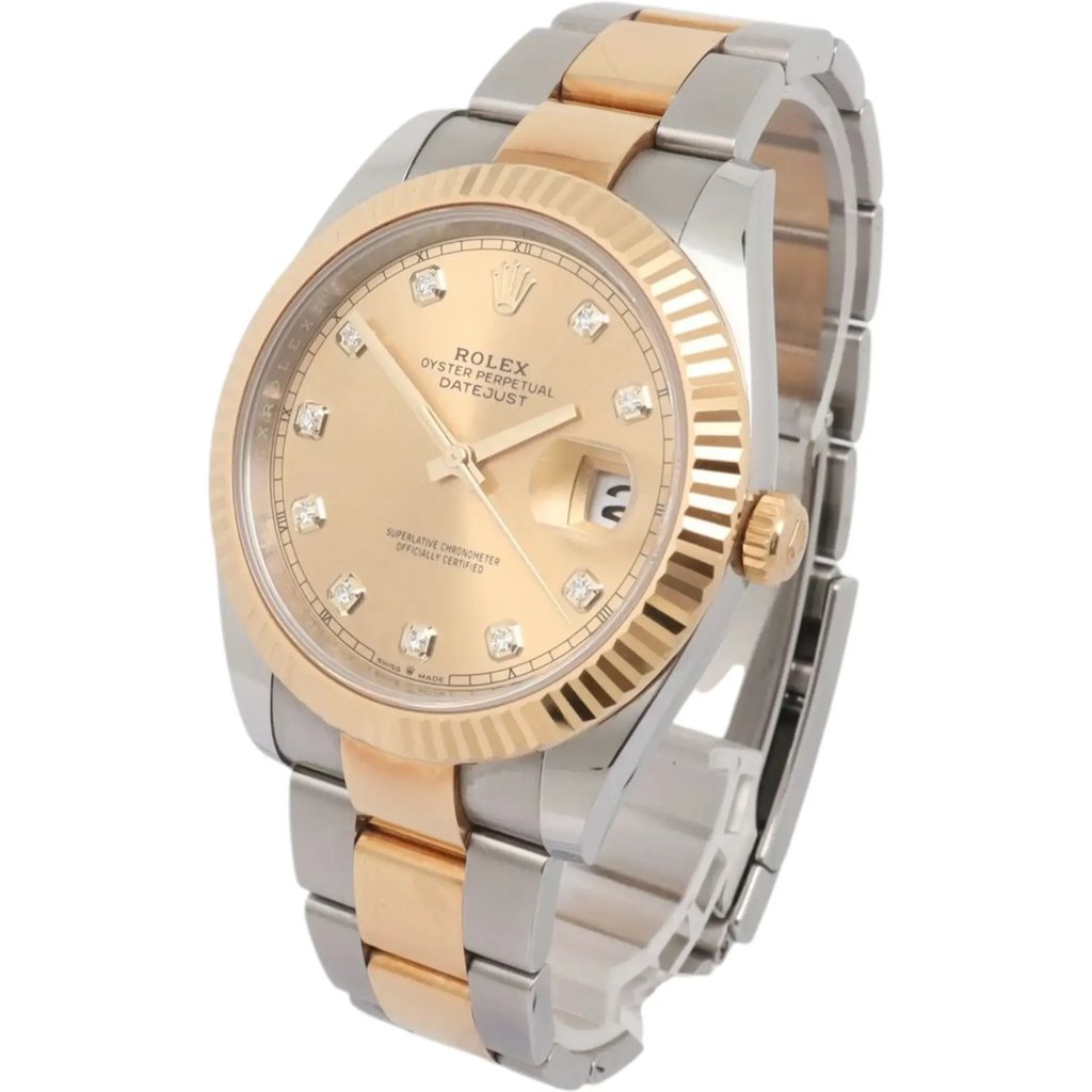 View Of Crown Facing Side Of Rolex 126333G Stainless Steel Watch Pre Owned Condition
