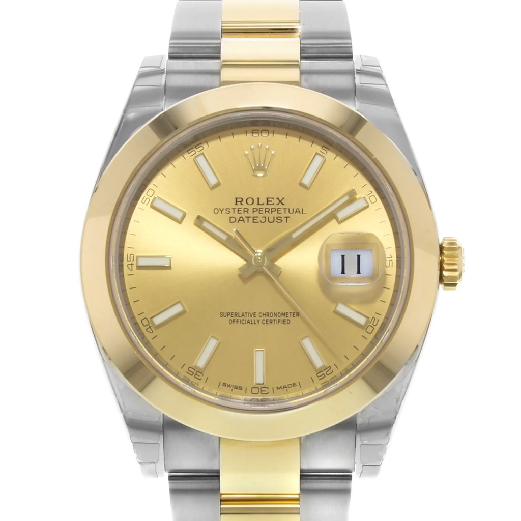 Up Close Front Facing Picture Of Rolex 126303 Stainless Steel Watch Pre Owned Condition