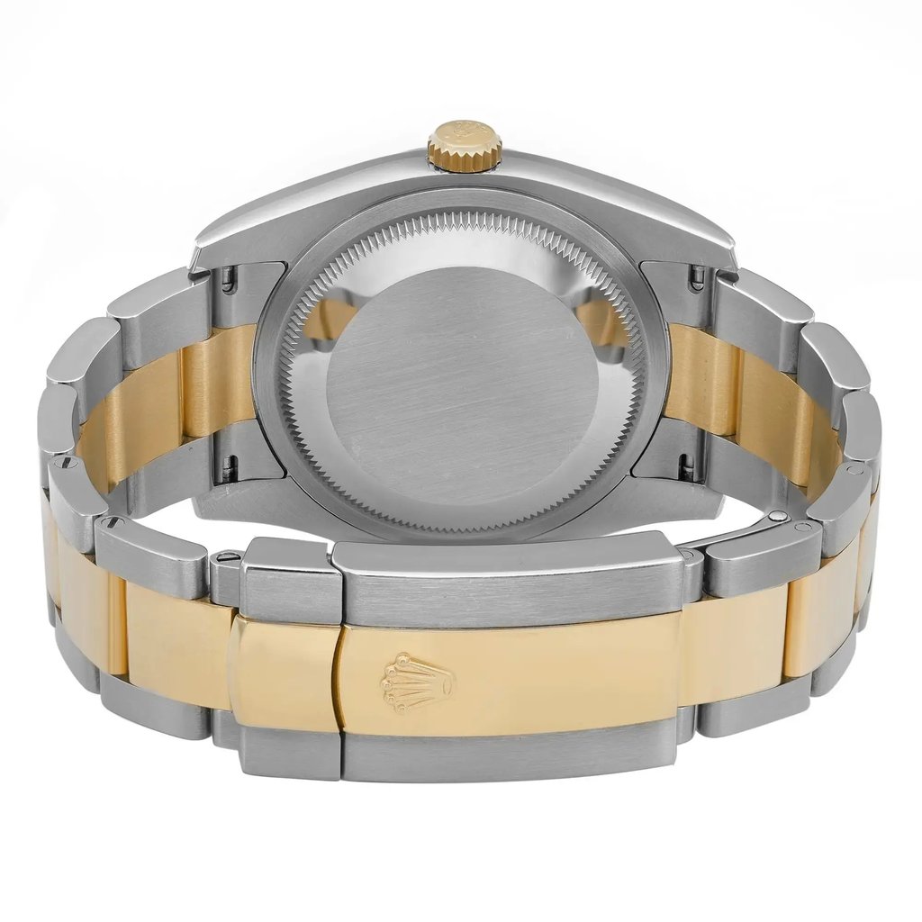 Back View Of Screwback Back Case And Closed Stainless Steel,Gold Band Of Rolex 116233 Watch Pre Owned Condition