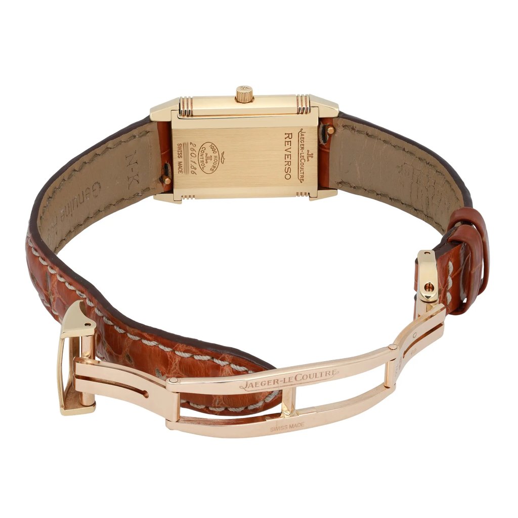 Back View Of Solid Back Case And Open Leather Band Of Jaeger-LeCoultre 260.1.86 Watch Pre Owned Condition